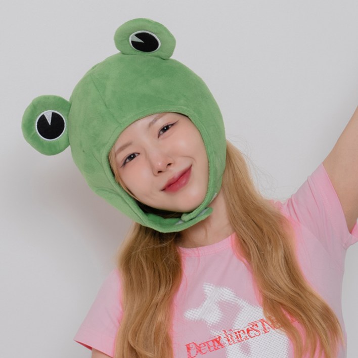 말랑마쥬 킹받는 우정 파티모자 할로윈 인생네컷 소품, 1개, 초록개구리