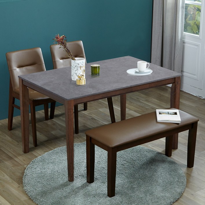 베스트리빙 루마니아 빈츠 포세린 12T 통세라믹 1200/1400 4인용 와이드 세라믹 식탁 테이블 세트/의자4개/의자2개+벤치형/4colors 2size