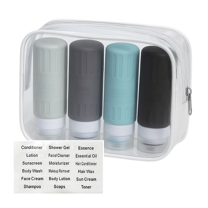 로열스테디 새지않는 기내반입 100ml 여행용 공병 세트, 1세트, 혼합색상C