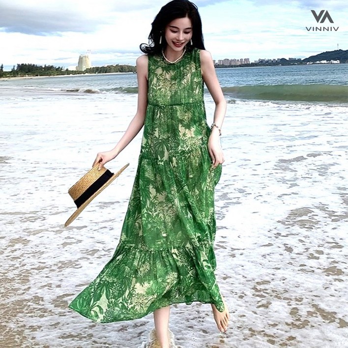 비니브 여성 원피스 그린팜트리 여름 원피스 이월할인