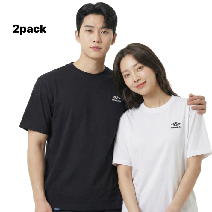 엄브로 2PACK 남여 공용 반팔 캐주얼 티셔츠
