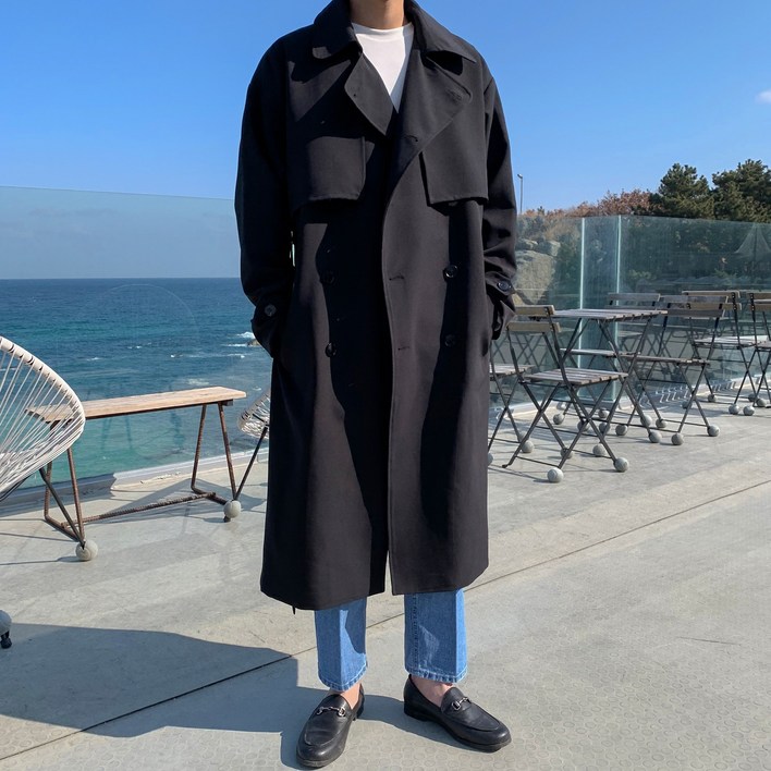 남성용 인생 오버핏 롱 트렌치코트 남성용 인생 오버핏 롱 트렌치코트