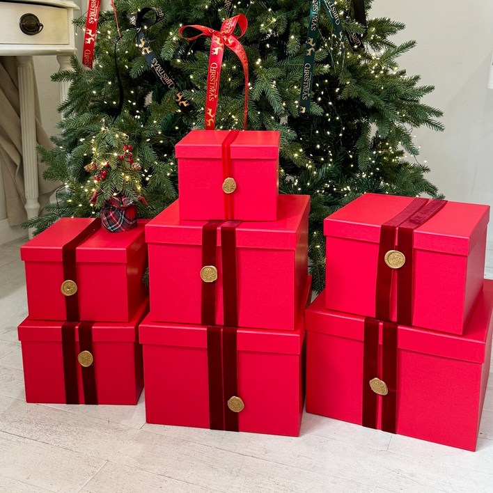 12 세트 박스 데코 장식 선물 상자 싸바리 박스, 레드