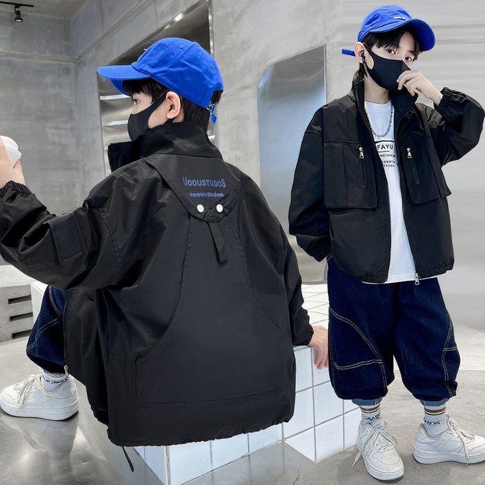 비비키드 초등생 신상 UOOUSTUDOS 레터링 빅포켓 바람막이 외투 상의 초중생 주니어 의류 코트 남아 봄 가을 점퍼 (33335)