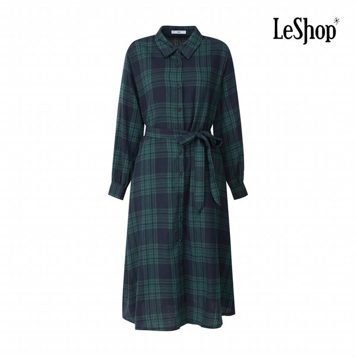 AK플라자 르샵 체크 패턴 허리끈 셔츠형 원피스 BP9OP017A