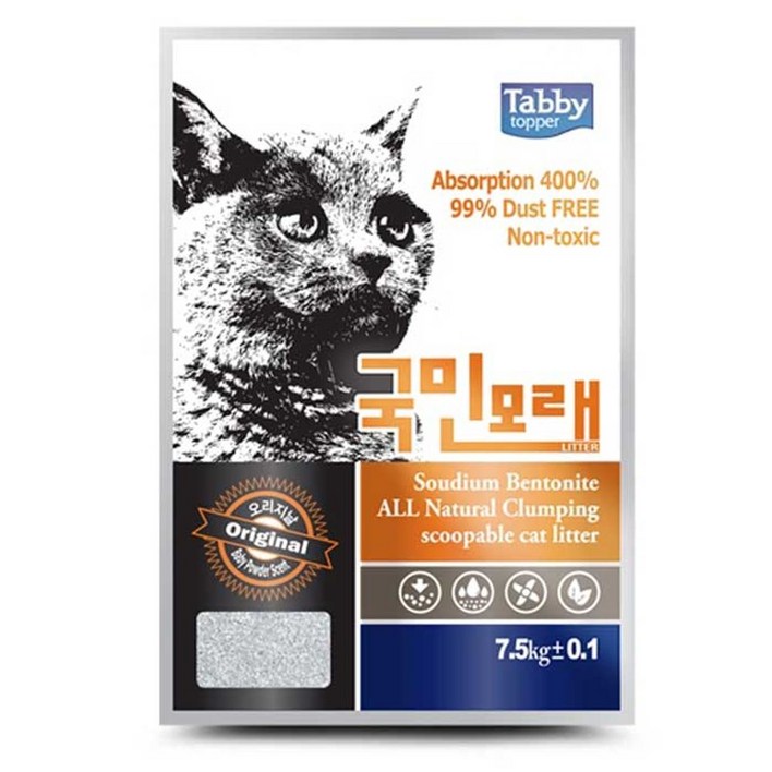 탑퍼태비 국민모래 오리지날 7.5kg 베이비파우더향 250429EA