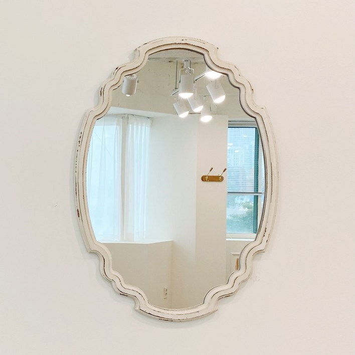 르마레 타원형 빈티지 프렌치 쉐비 화이트 벽거울 카페 앤틱 거울 카페거울