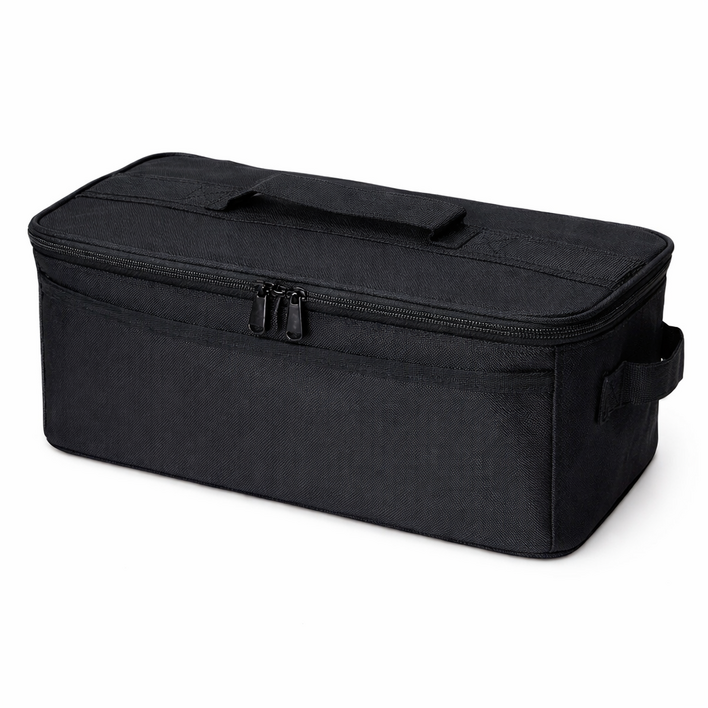 야외 식기 수납 가방 옥스퍼드 천 방수 주방 기구 수납 가방 휴대용 캠핑 수납함, 1개, 2단, 블랙 Black