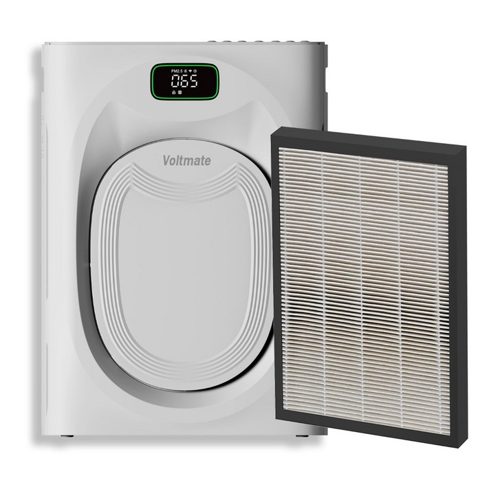 Voltmate 가정용 대형 공기청정기 반려동물 모발 털포집기 20평 실내용 사무실용 저소음 스마트 청정기, 회이트