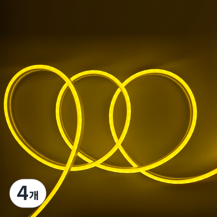 원그리드 USB 네온플렉스 LED 바 스트립 줄조명 5m DC 5V, 4개, 옐로우