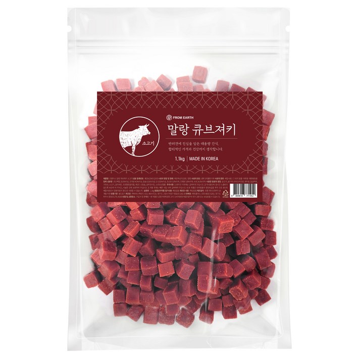 강아지 말랑 큐브 져키, 소고기, 1.1kg, 1개