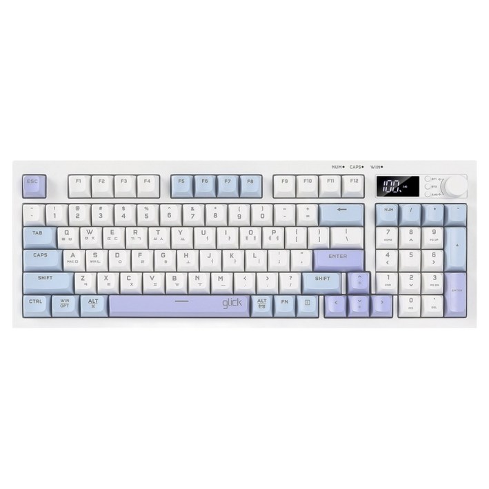 지클릭커 오피스프로 사일런스 M RGB 풀윤활 무소음 94키 LCD 블루투스 유무선 키보드