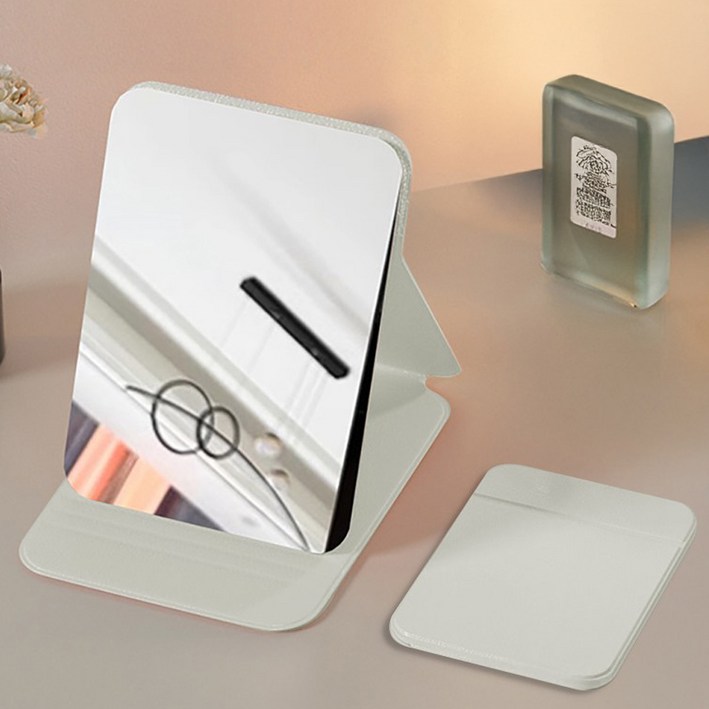 딥포유 휴대용 접이식 탁상 거울 2종 세트, 화이트
