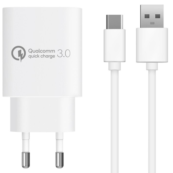 홈플래닛 퀄컴 공식인증 QC 3.0 18W 고속충전기 + C타입 케이블 1.2m 세트