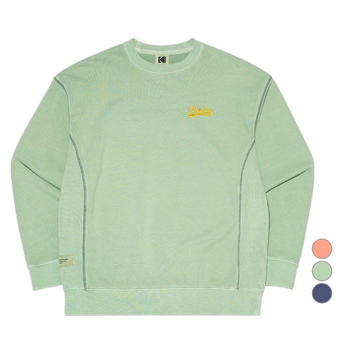 코닥어패럴 남녀공용 에센셜 피그먼트다잉 스몰로고 면 맨투맨