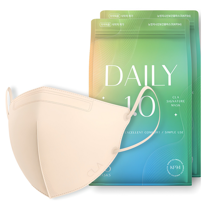 CLA 데일리 보건용 마스크 대형 KF94, 25개입, 2개, 스킨베이지
