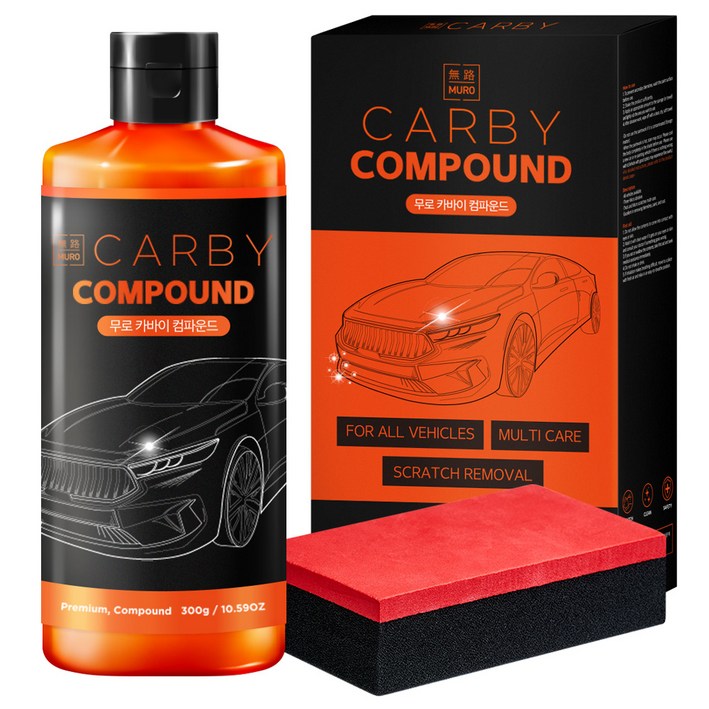 무로 카바이 흠집제거 광택 대용량 컴파운드 + 전용 스펀지, 300g, 1세트