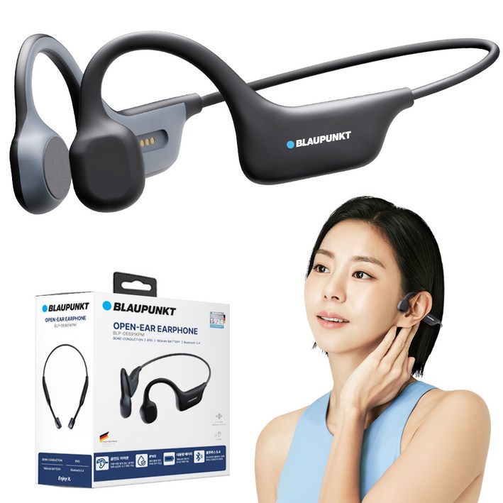 블라우풍트 Ai ENC 블루투스 IPX5방수 골전도 이어폰, BLPOE691KPM, 블랙