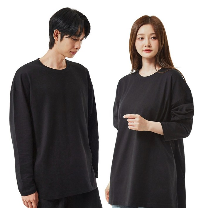 카멜 남녀공용 면 20수 오버핏 긴팔 티셔츠