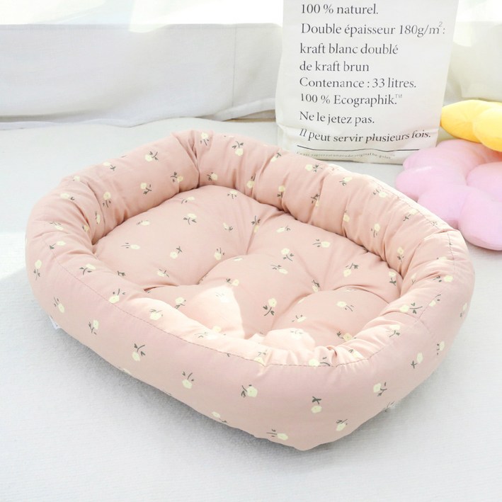 랜보어 반려동물 잔꽃 플라워 쿠션