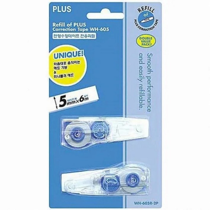 파이브온 플러스 수정테이프 리필 WH605R 2개입 1개 5mmx6m, 2개