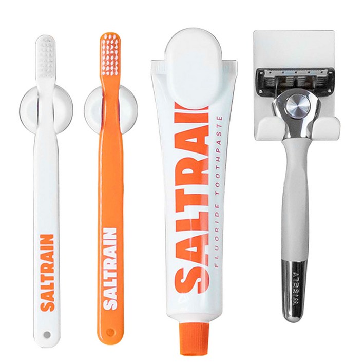 [싱글세트] 공중부양 칫솔걸이2개, 치약걸이 1개, 면도기걸이1개 욕실홀더, 단일 색상, 1세트