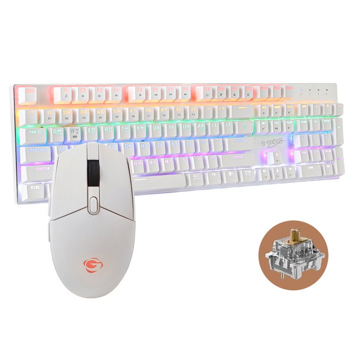 지클릭커 GMK510X 기계식 키보드 마우스 세트, 화이트, 510X 갈축, 일반형 지클릭커 GMK510X 기계식 키보드 마우스 세트, 화이트, 510X 갈축, 일반형