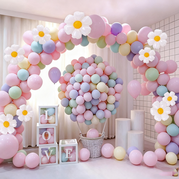 CEUQIESO 데이지 마카롱 풍선 세트 141p, 파티 결혼식 장식, 1개