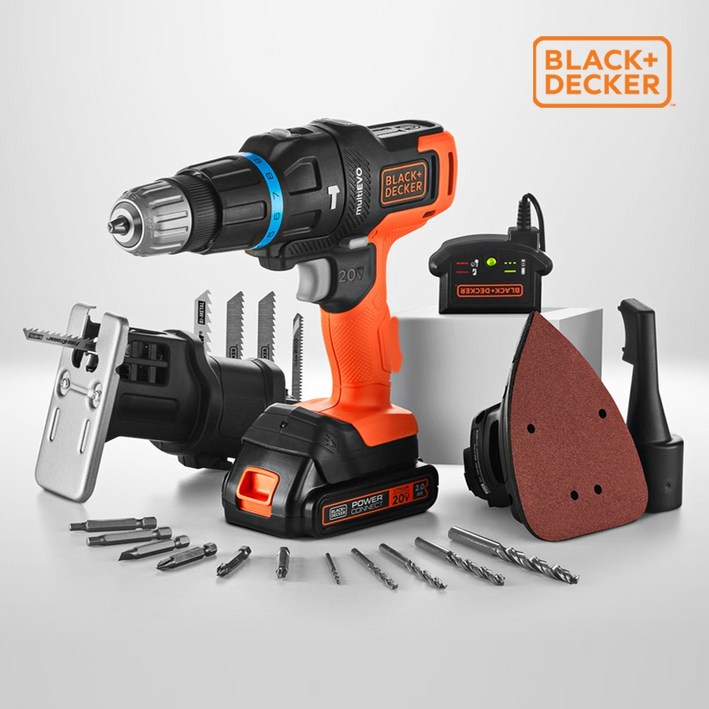 블랙앤데커 EVO185B1 충전 멀티공구 3종세트전동드릴직소기샌더기, 1개