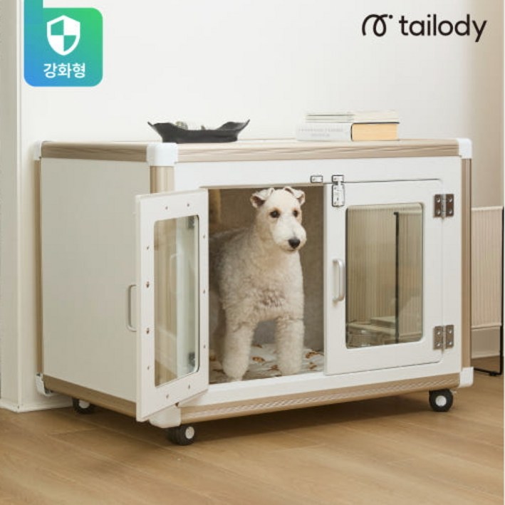 강아지방음부스 테일로디 케어펫 뮤트 스퀘어 반려동물을 위한 쾌적하고 아늑한 방음하우스, 1개, 화이트샴페인 골드