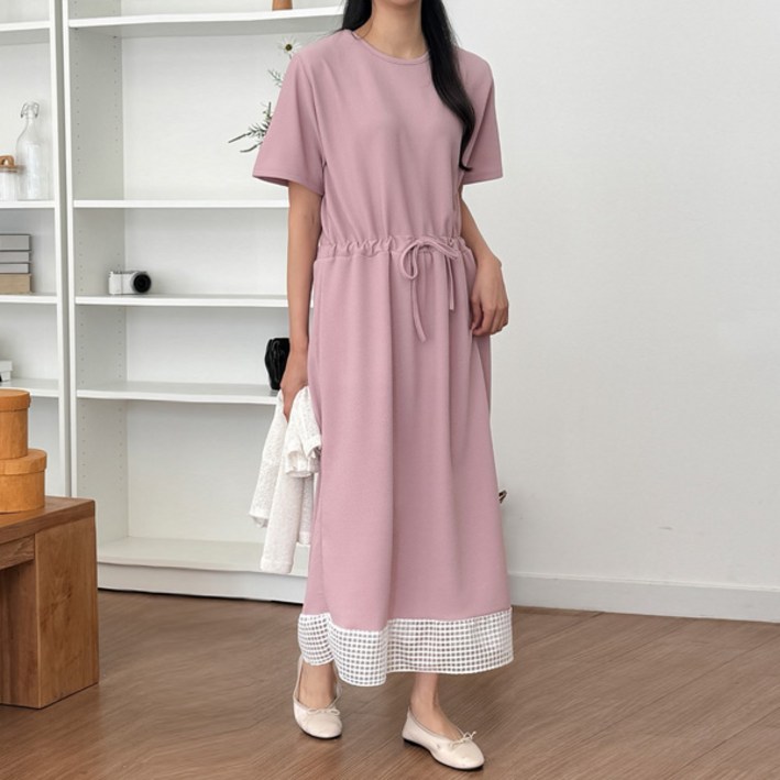 마이쏭 여성 빅사이즈 여름원피스 루즈핏 블레첼스트링롱원피스