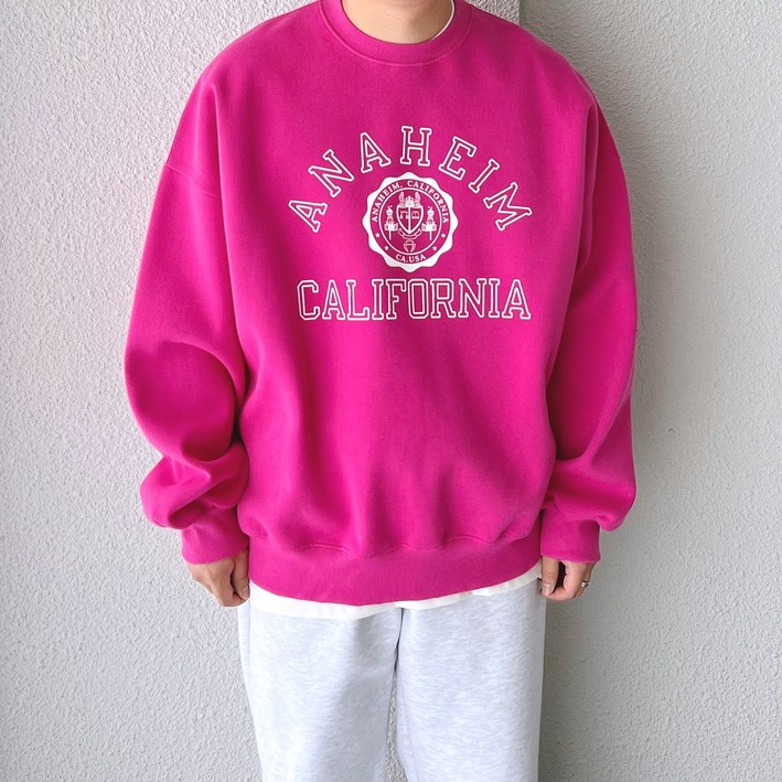 코튼 이중지 에너하임 레터링 헤비 박스 맨투맨 4color