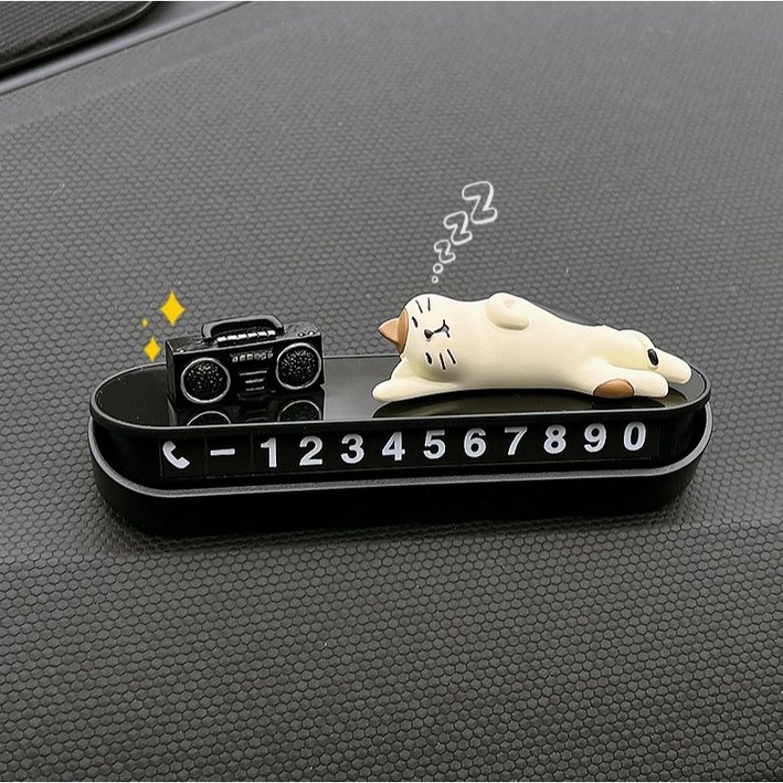 차량용 주차번호판 귀여운 고양이 원터치 야광 안심 주차번호판 4종