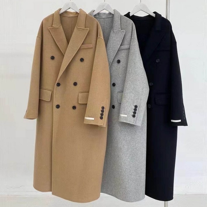 [울100%][made]퓨턴 루즈핏 오버핏 겨울 카라넥 더블버튼 하객룩 핸드메이드 코트(3color)/자켓,울자켓,울코트,롱코트,울재킷,롱핸드메이드코트