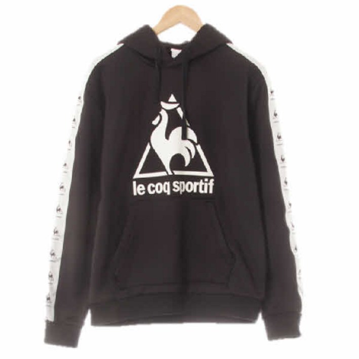 5749 르꼬끄스포츠 블랙 소매심볼로고띠후드티 [M]
