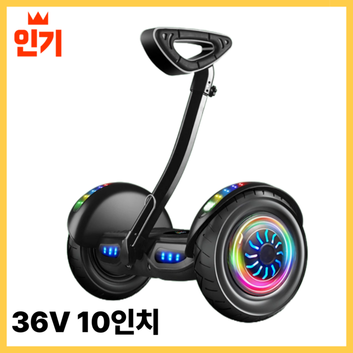 [아키타] 3세대 전동휠 나인봇 36V 54V 전용앱 일반휠 호버 보드 자이로스콥 투휠, 36v-10인치 블랙[무릎]