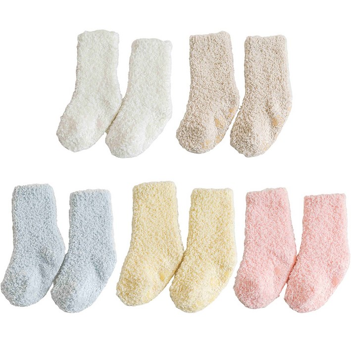 비플리 유아동용 미끄럼방지 무압박 수면양말 파스텔 5켤레 1세트