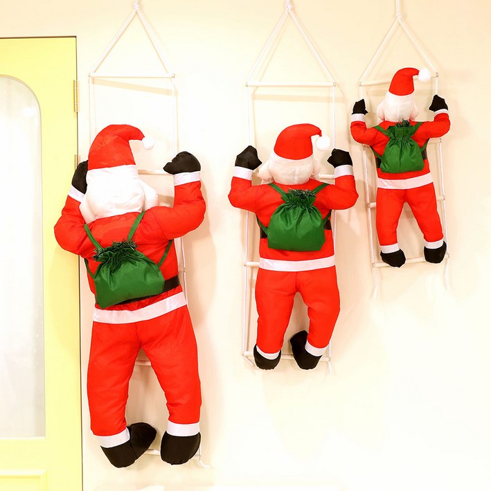 크리스마스트리 벽 트리 장식 패브릭 사다리산타 인형 3size, 1개