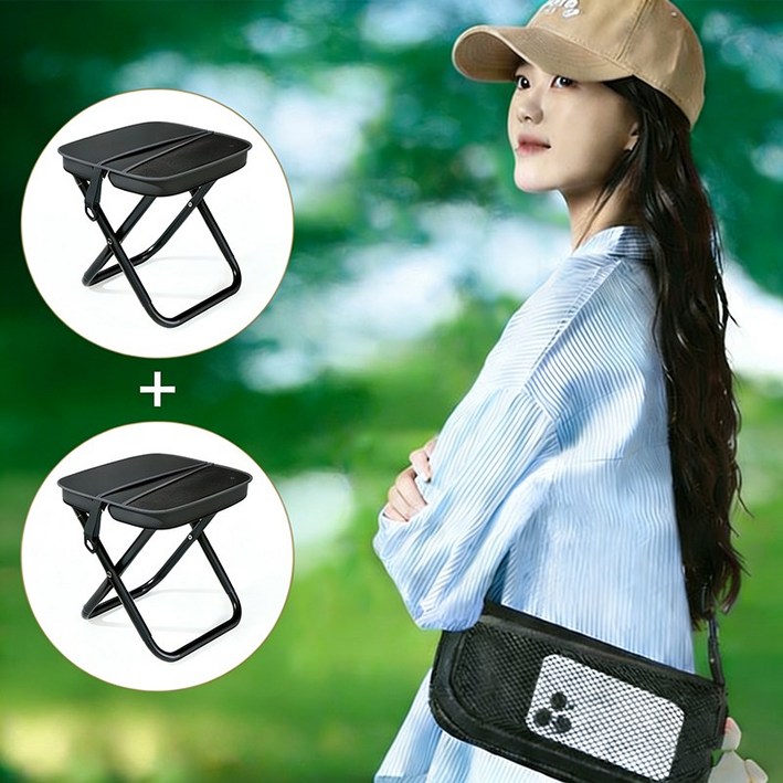 BIKASU 1+1 휴대용 접이식 캠핑의자 초경량 낚시 캠핑 크로스백 의자