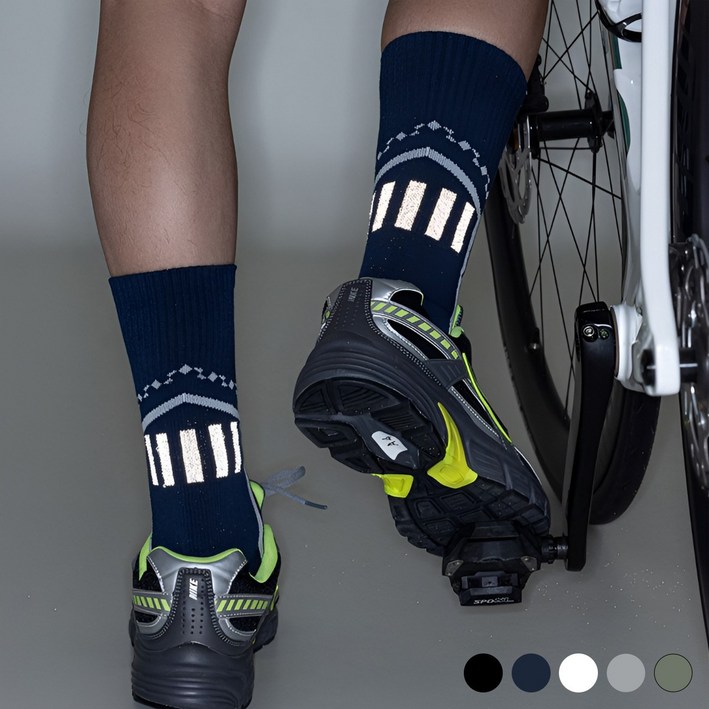남성 고탄력 야간반사 러닝 사이클 자전거 스포츠 양말, 그레이, 1개