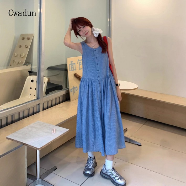 Cwadun 여름 조끼 스커트 여성 휴가 원피스 ST309