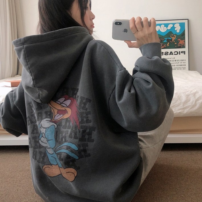 러브앤시티 기모 남녀공용 피그먼트 하하우디 후드티셔츠 빅사이즈 오버핏 워싱 프리미엄 원단