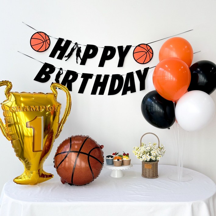 쏙쏙마켓 농구선수 생일풍선세트 이벤트 파티용품, 1개, 농구 트로피 B세트