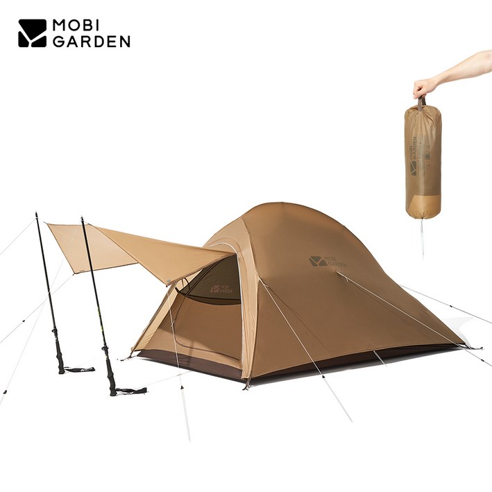 모비가든 캠핑 백패킹 텐트 Ultralight 초경량 트레킹 등산 휴대용 방수 방풍 알루미늄 20D 트레스버전 12인용 사계절용, 1인용