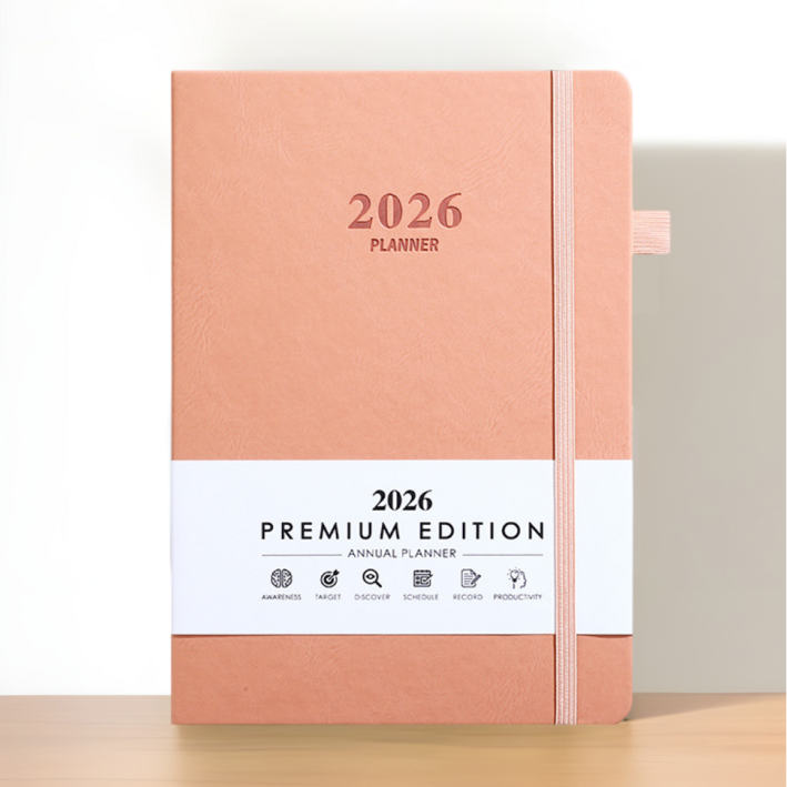 울이즈쿨 2026 하드커버 A5 날짜형 다이어리 플래너, 1개, 소프트 살구