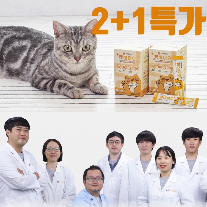 고양이 유산균 영양제 설사 변비 구토 면역력 장건강 프로바이오틱스 프리바이오틱스 파우더 캣바이오 2+1