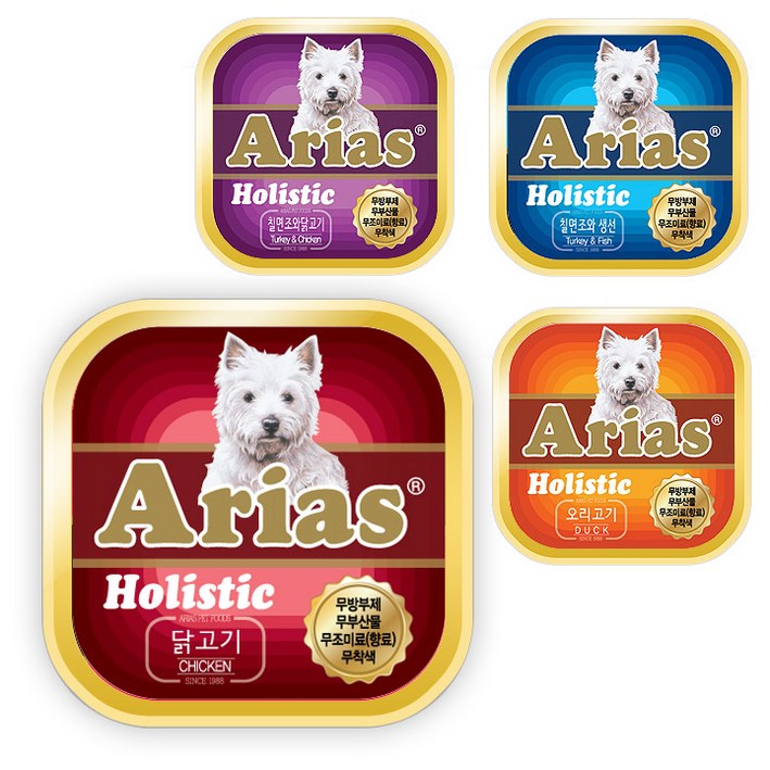 아리아스 홀리스틱 애견 사각캔 4종 3box 48개