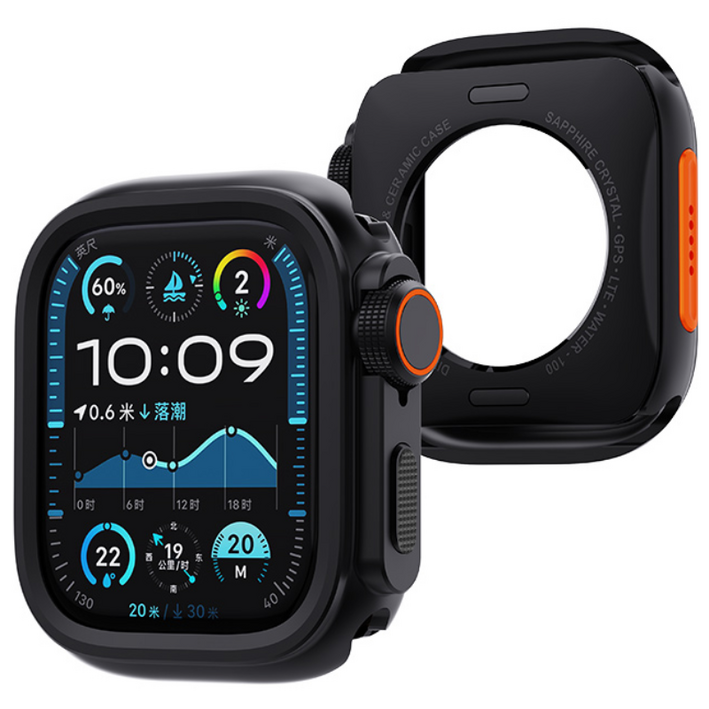 PZOZ 애플워치 호환 메탈 범퍼 케이스 S1110987654 외관을 Ultra123 외관으로 바꿉니다, 블랙, 1개