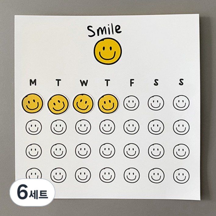 풀필 스마일 습관체크 목표달성 루틴 챌린지 위클리 플래너 칭찬스티커판 + 칭찬스티커 세트, 칭찬스티커12세트, 6세트