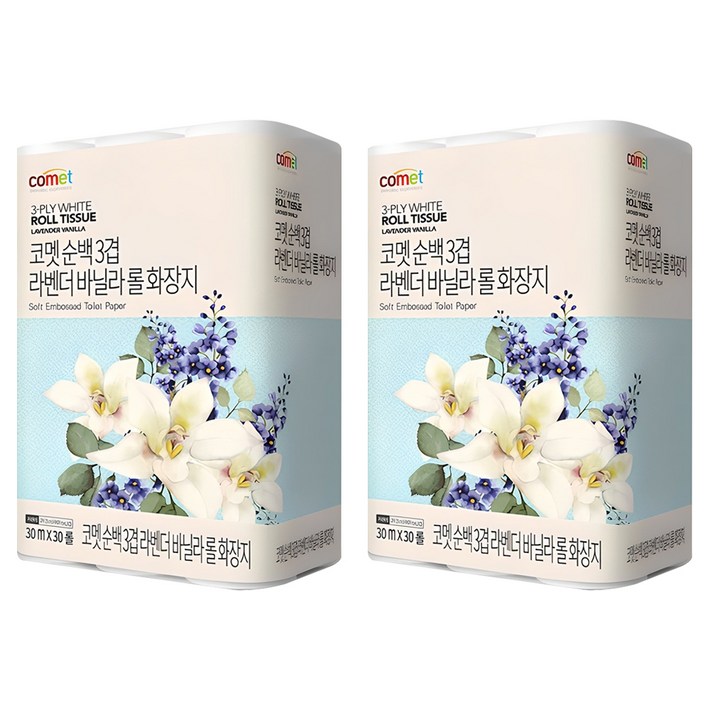 코멧 순백 3겹 라벤더 바닐라 롤화장지